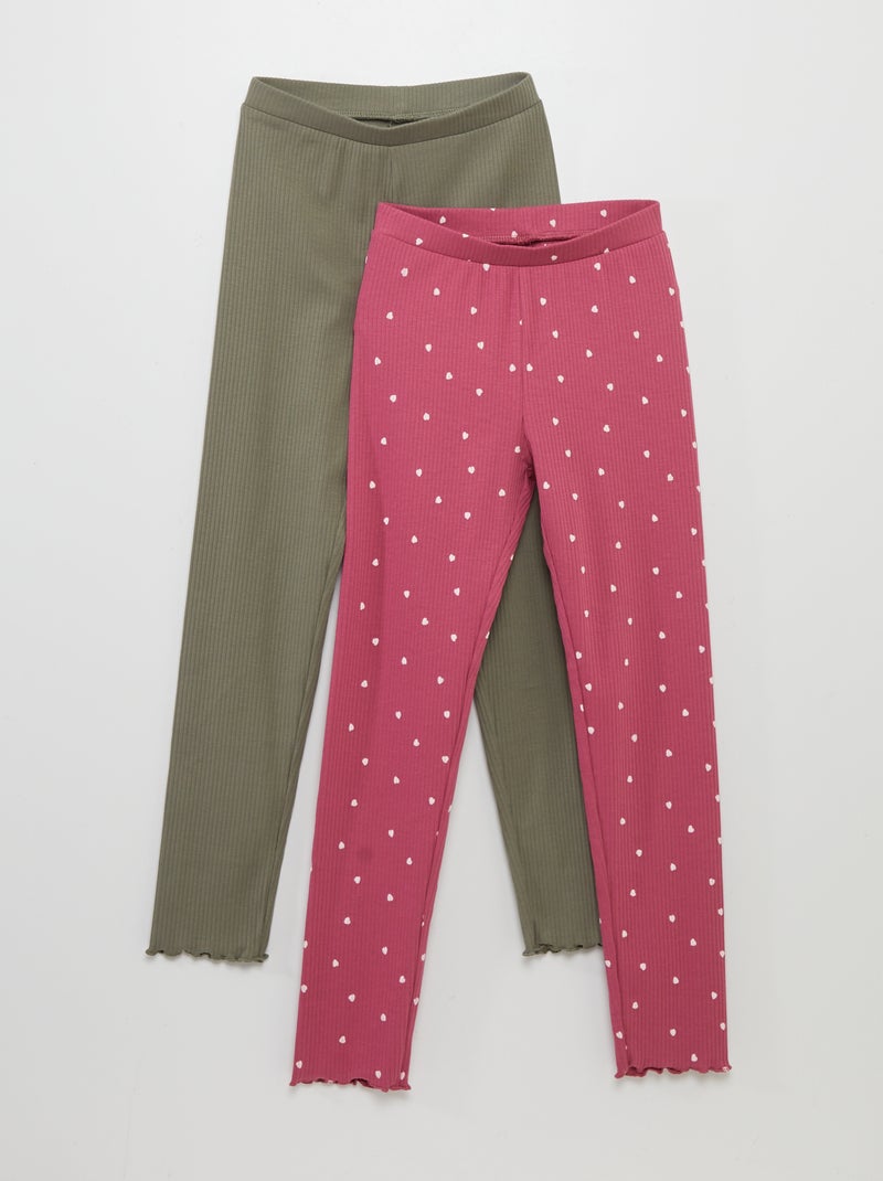 Lote de 2 leggings caneladas ROSA - Kiabi
