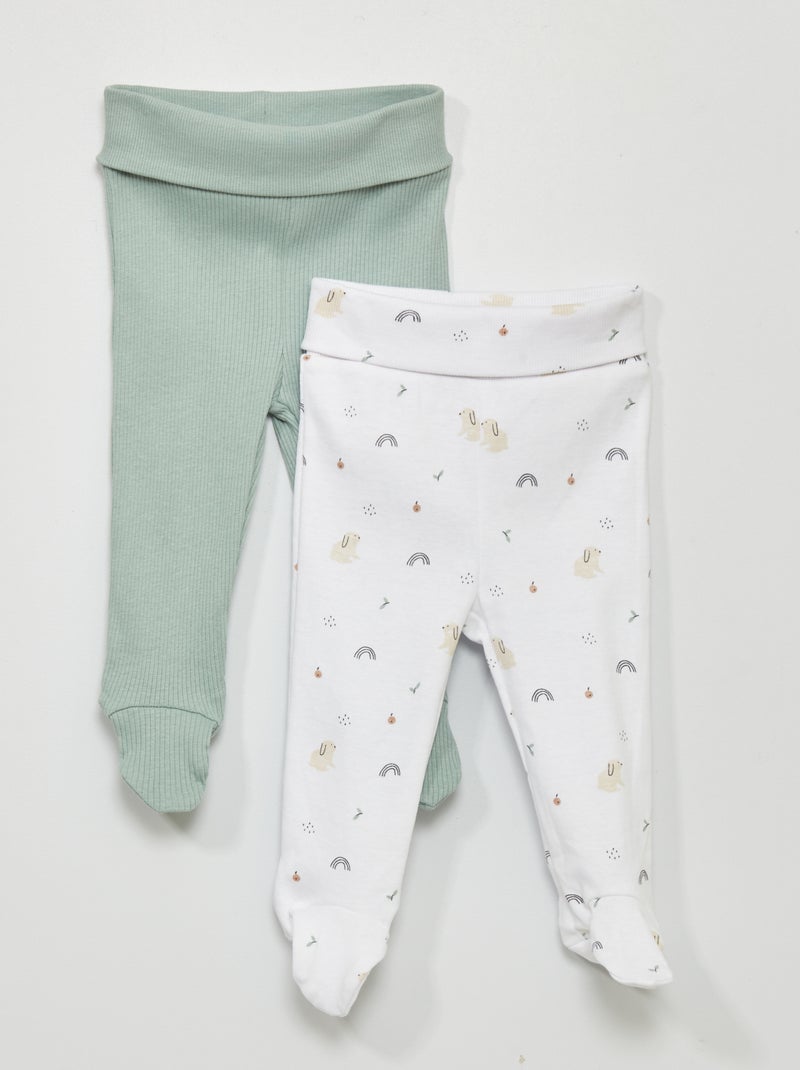 Lote de 2 leggings com pés BRANCO - Kiabi