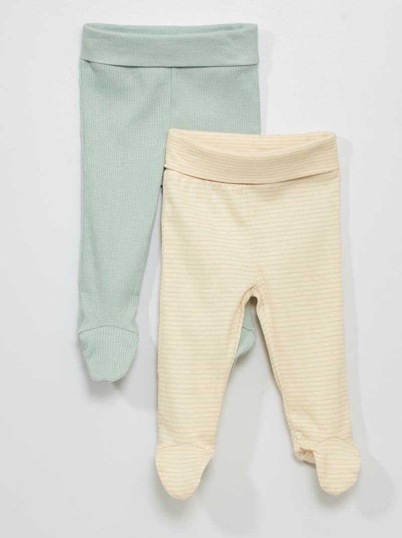 Lote de 2 leggings com pés BRANCO - Kiabi