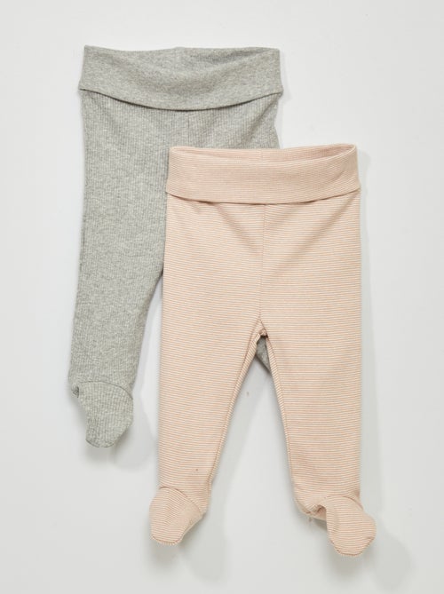 Lote de 2 leggings com pés - Kiabi
