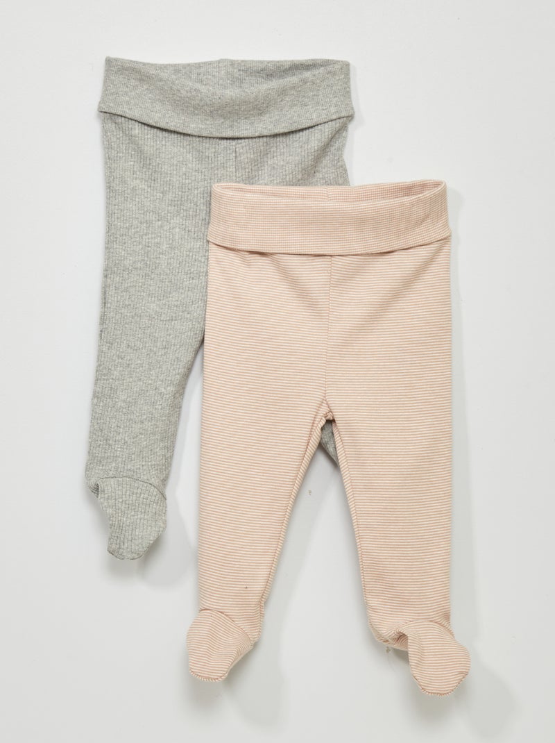 Lote de 2 leggings com pés MARROM - Kiabi