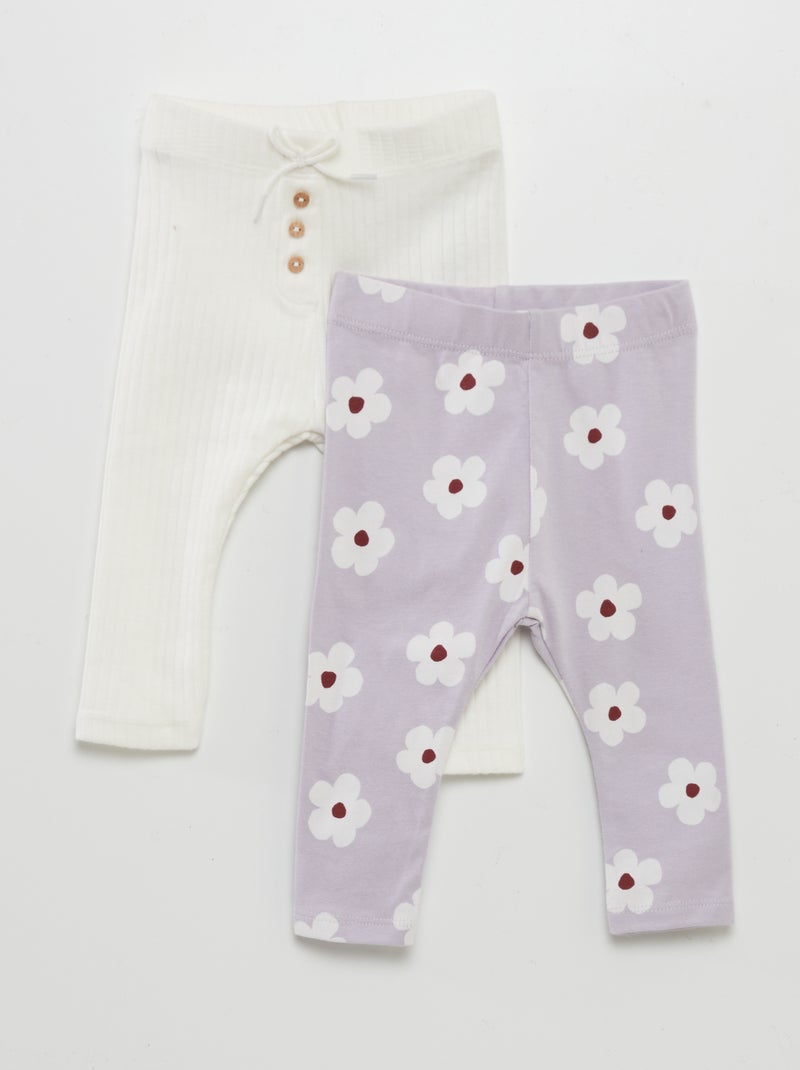 Lote de 2 leggings compridas BRANCO - Kiabi