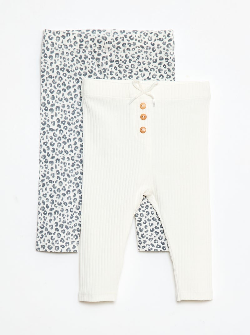 Lote de 2 leggings compridas Branco - Kiabi