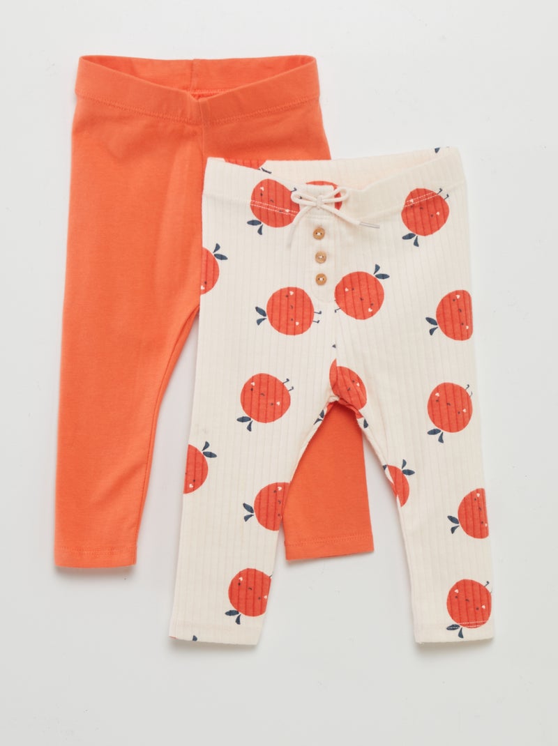 Lote de 2 leggings compridas LARANJA - Kiabi