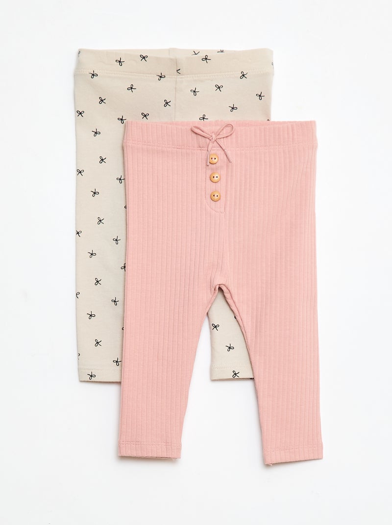 Lote de 2 leggings compridas Rosa - Kiabi