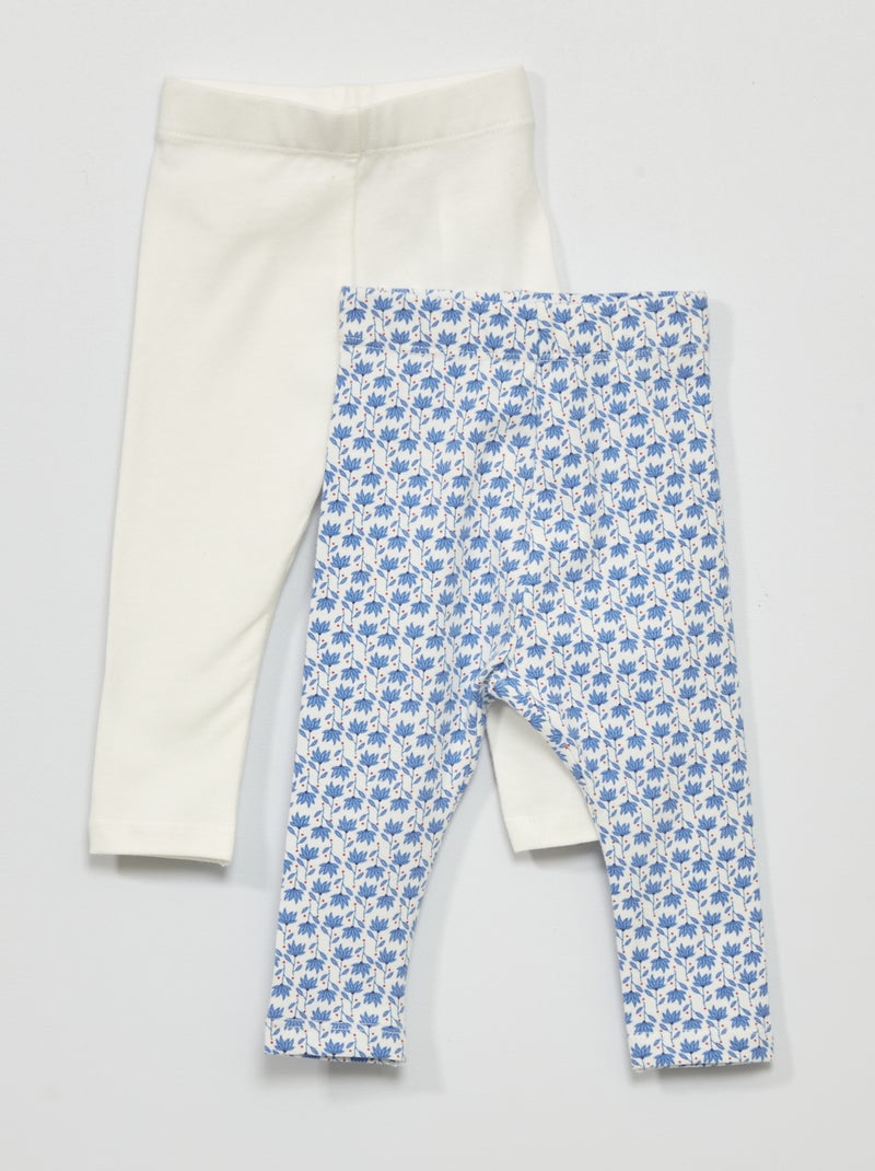 Lote de 2 leggings elásticas - 2 peças BRANCO - Kiabi