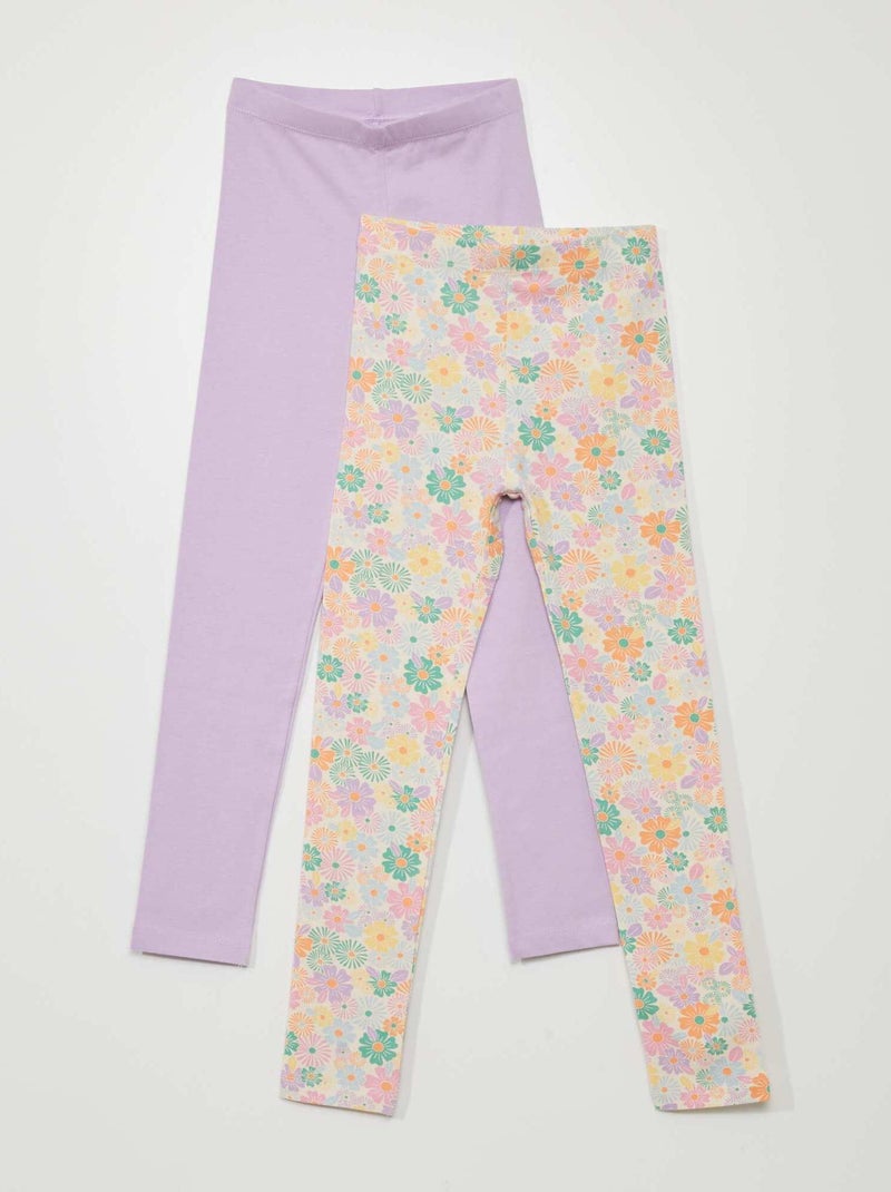 Lote de 2 leggings em jersey - 2 peças VIOLETA - Kiabi