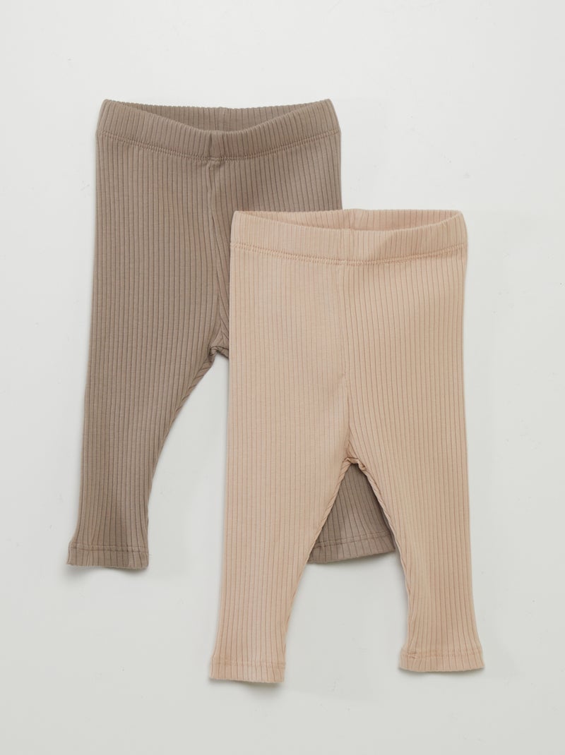 Lote de 2 leggings nervuradas BEGE - Kiabi