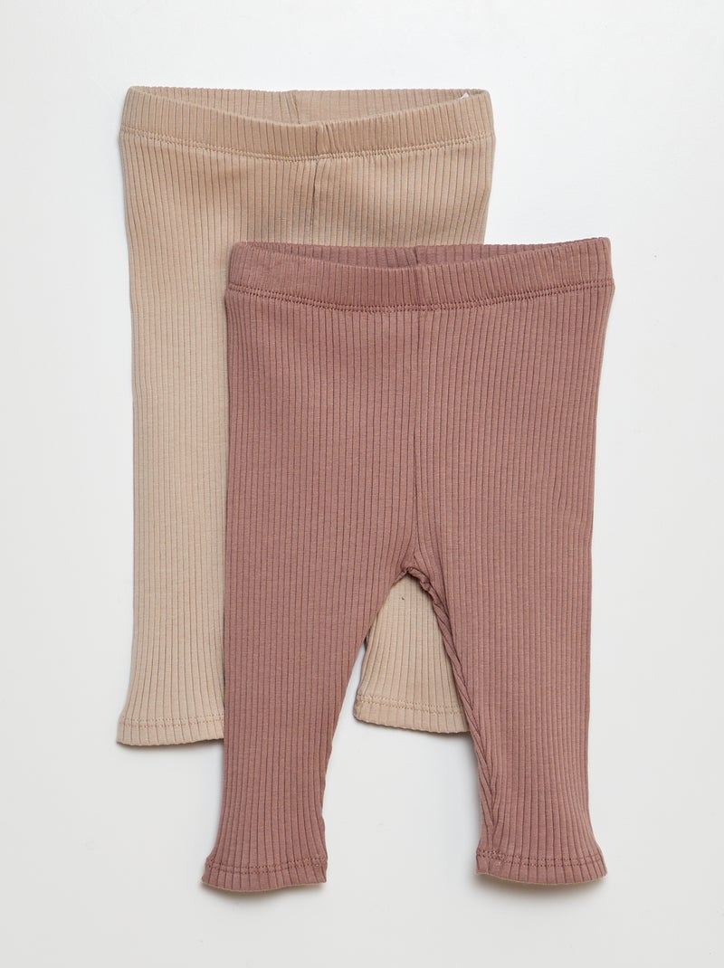 Lote de 2 leggings nervuradas BEGE - Kiabi