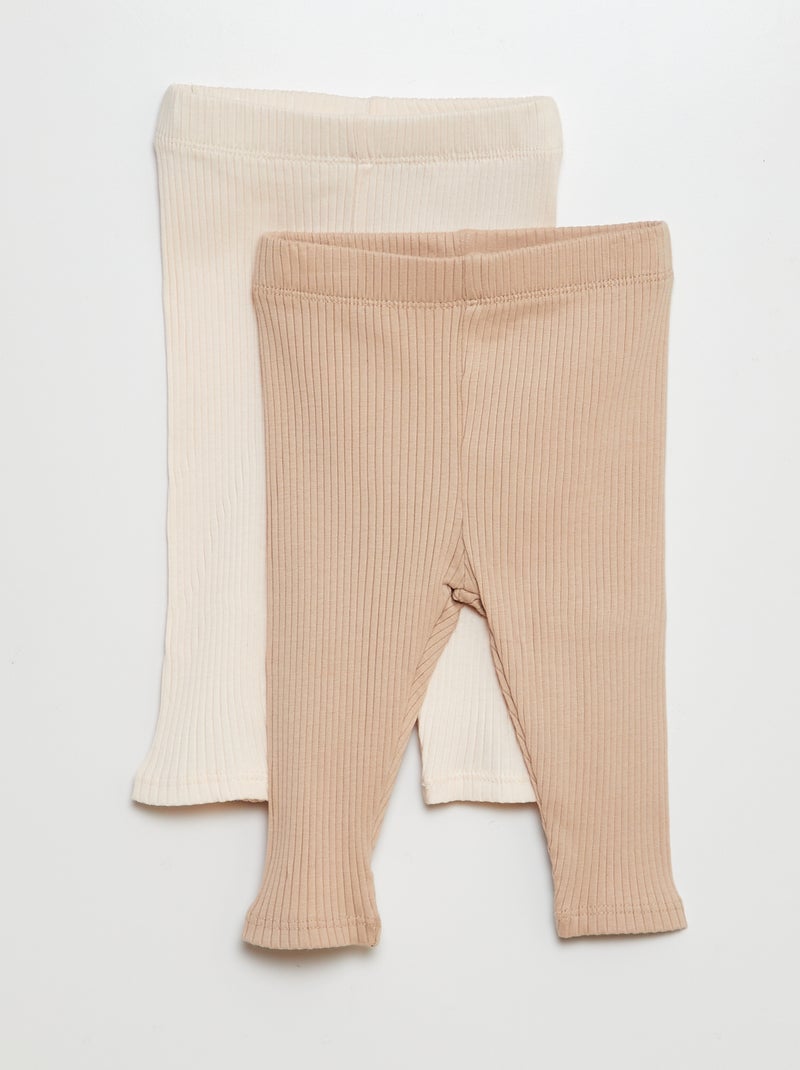 Lote de 2 leggings nervuradas Beige - Kiabi