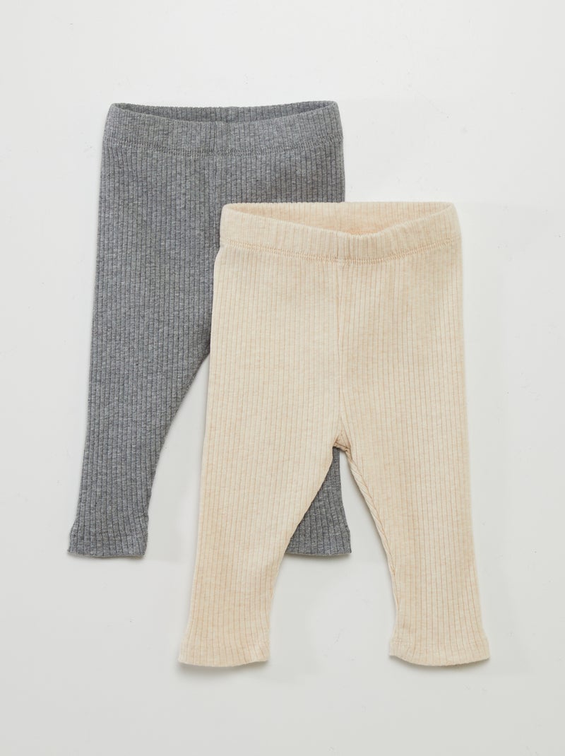 Lote de 2 leggings nervuradas CINZA - Kiabi