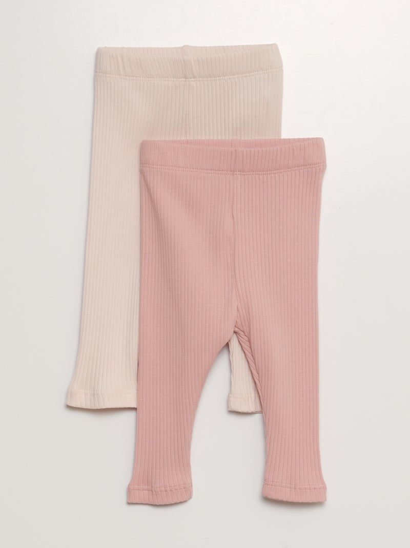 Lote de 2 leggings nervuradas ROSA - Kiabi
