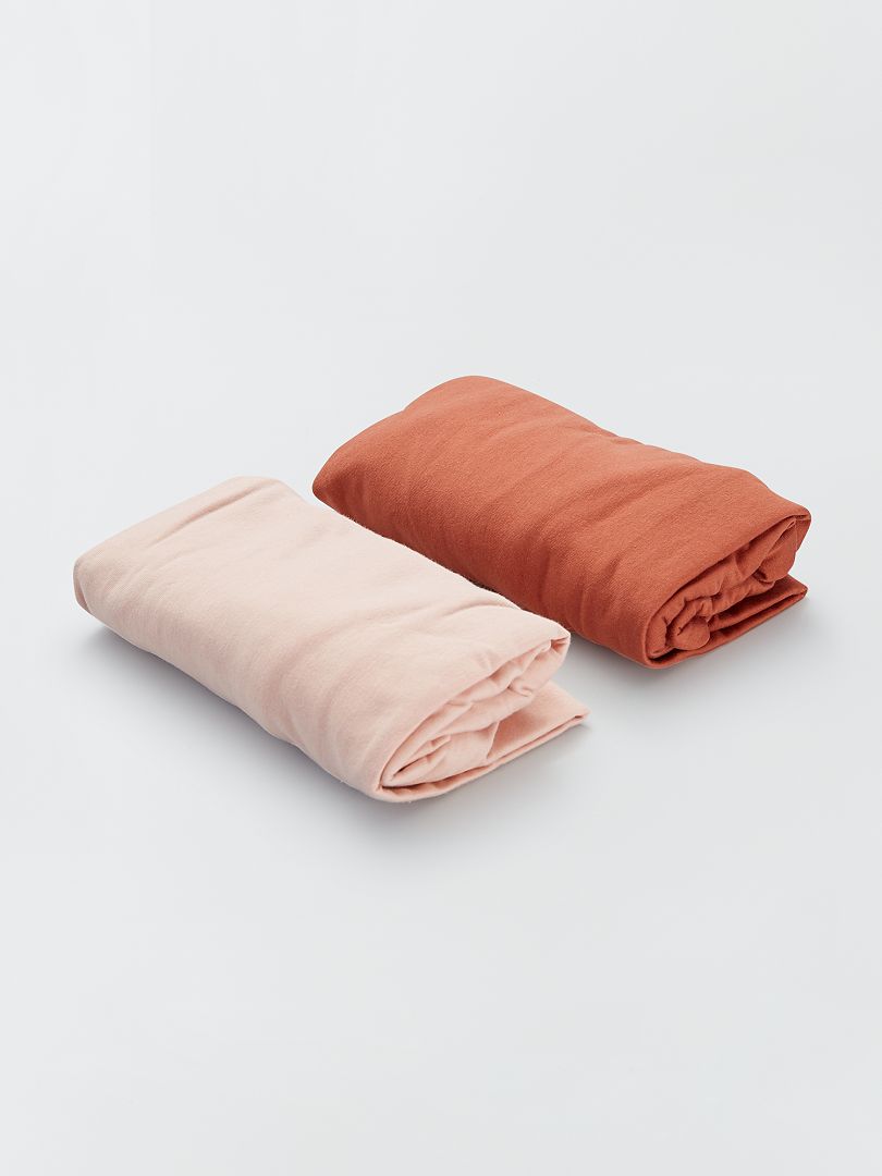 Lote de 2 lençóis-capa em algodão ROSA - Kiabi