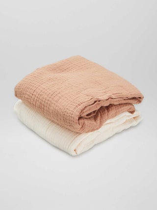 Lote de 2 lençóis-capa em gaze de algodão