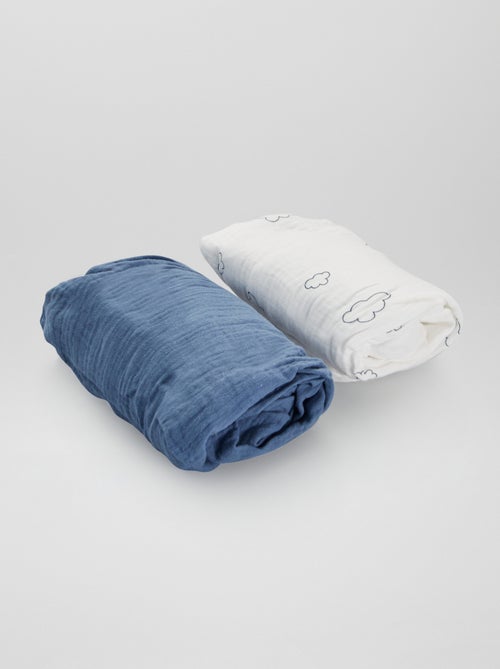 Lote de 2 lençóis-capa em gaze de algodão - Kiabi