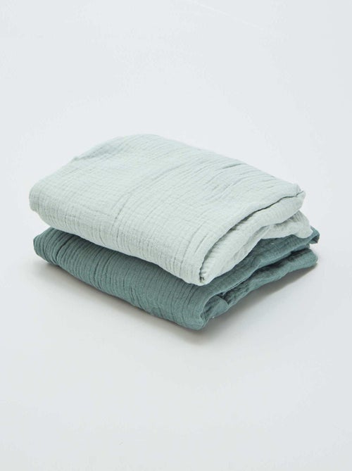 Lote de 2 lençóis-capa em gaze de algodão - Kiabi