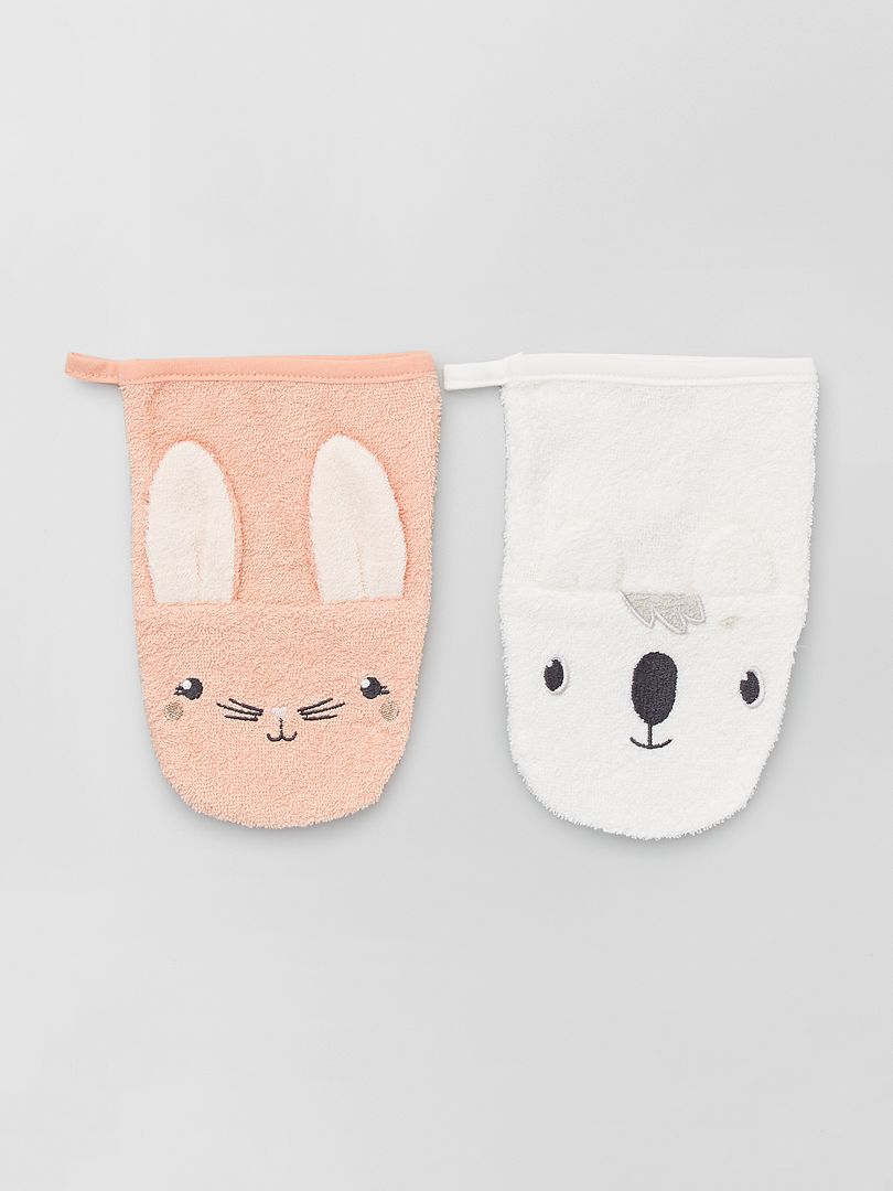 Lote de 2 luvas de toilette 'animais' ROSA - Kiabi