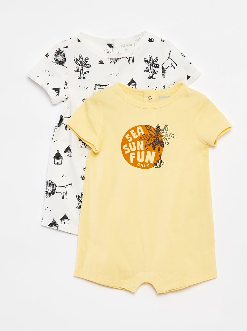 Lote de 2 macacões curtos estampados Branco - Kiabi