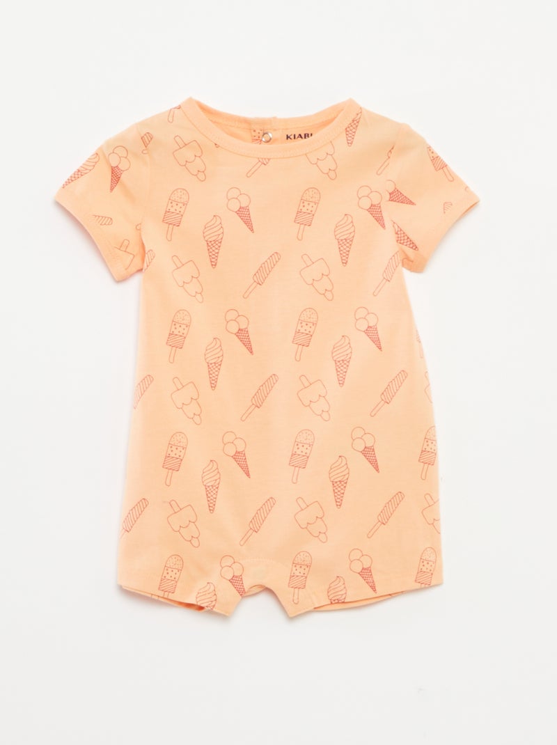 Lote de 2 macacões curtos estampados LARANJA - Kiabi