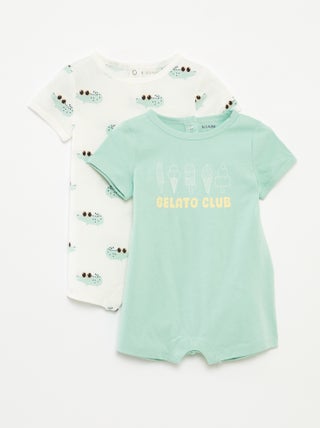 Lote de 2 macacões curtos estampados