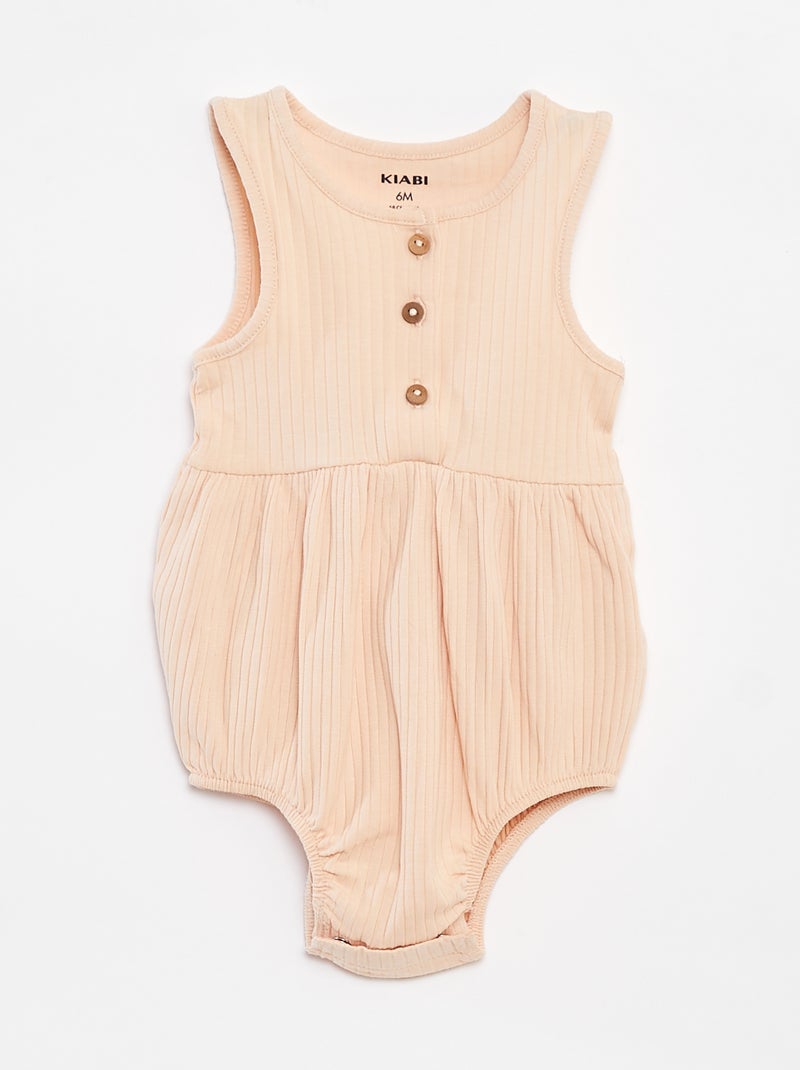 Lote de 2 macacões curtos nervurados BEGE - Kiabi
