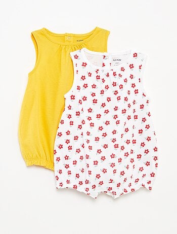 Lote de 2 macacões curtos sem mangas