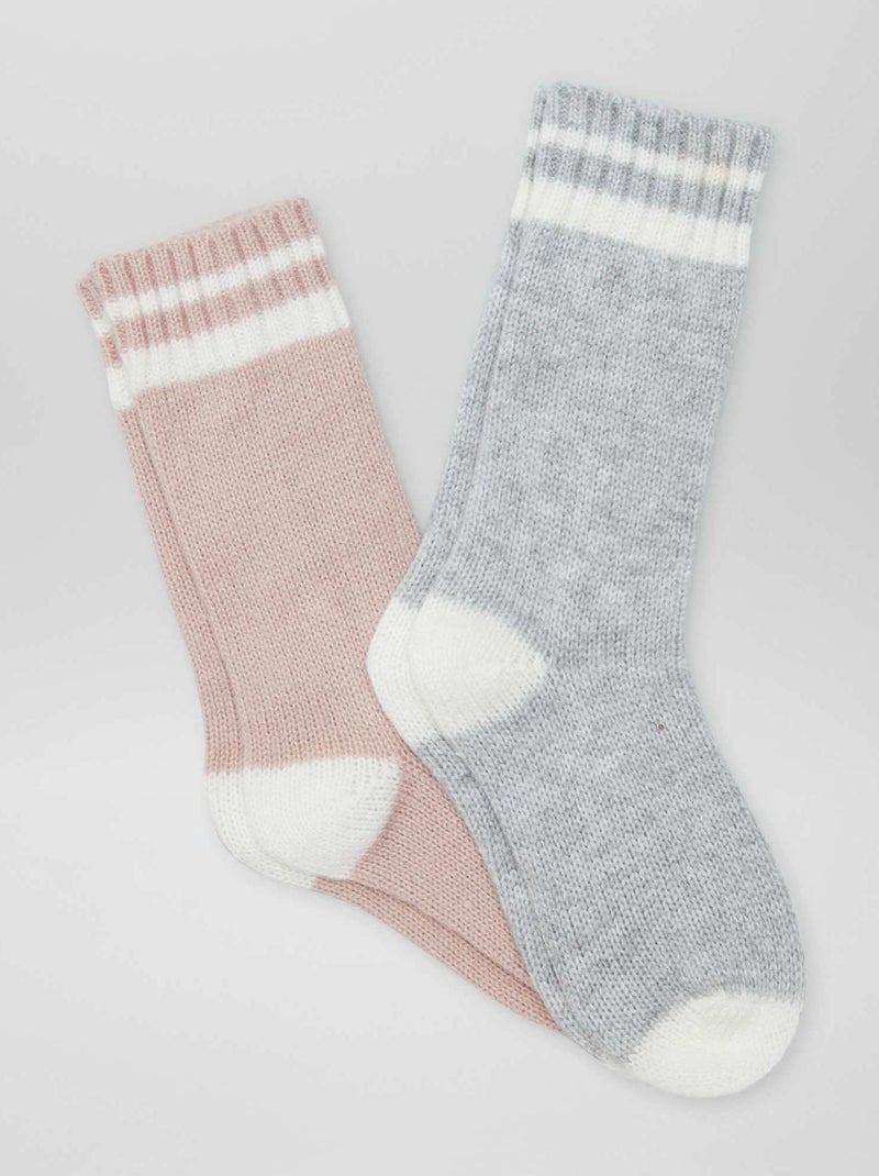 Lote de 2 meias altas estilo desportivo ROSA - Kiabi