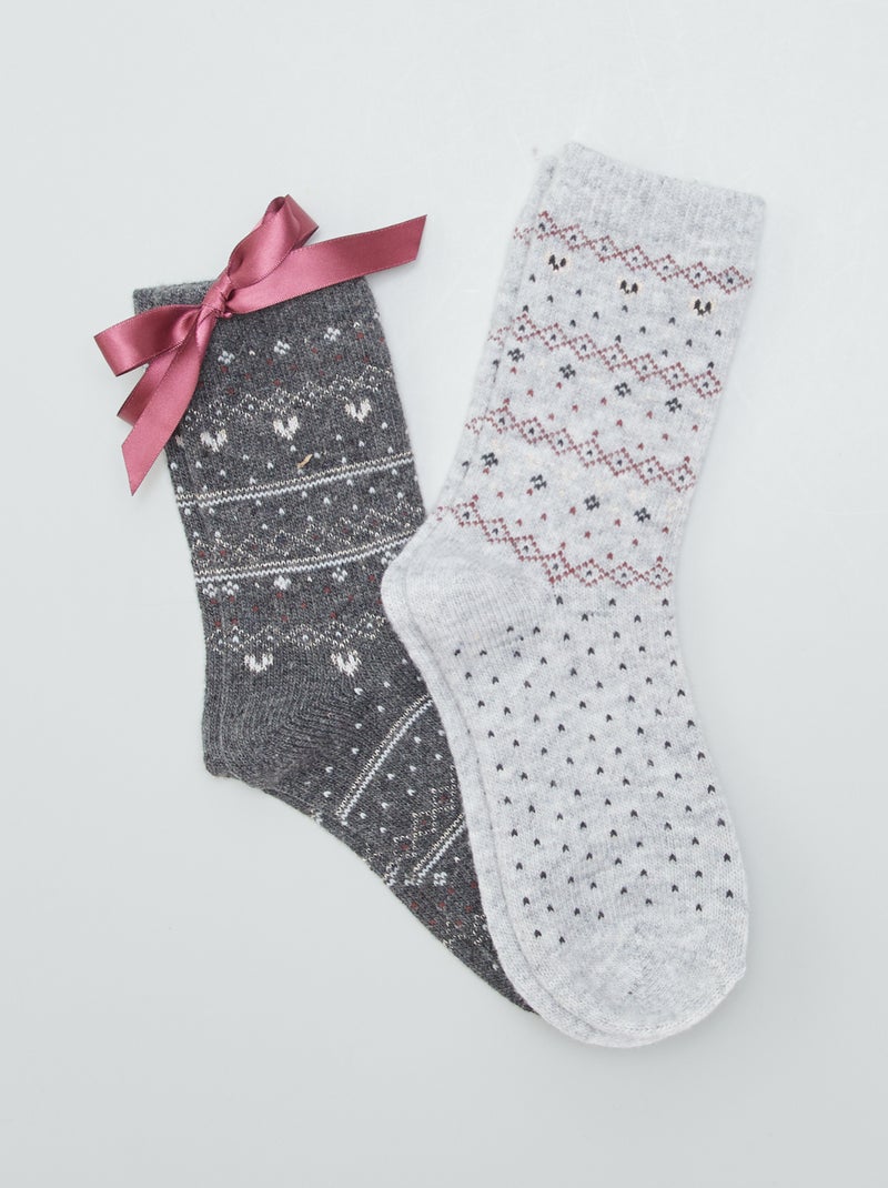 Lote de 2 meias com motivo jacquard CINZA - Kiabi