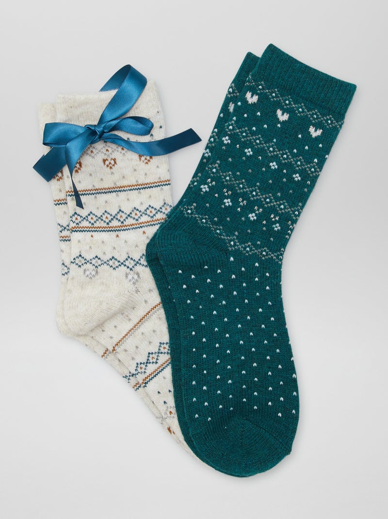 Lote de 2 meias com motivo jacquard VERDE - Kiabi