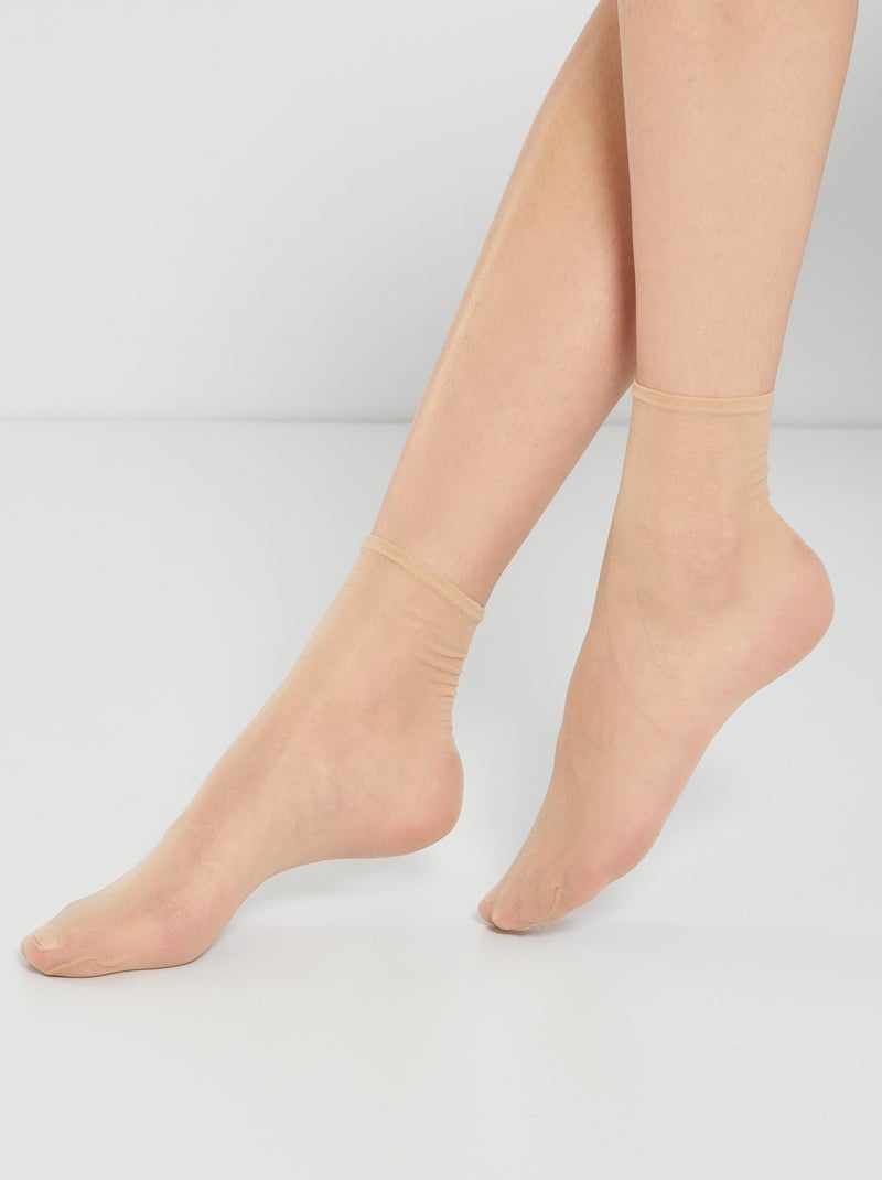 Lote de 2 meias curtas em voile nude Sublim 'DIM' 15D BEGE - Kiabi