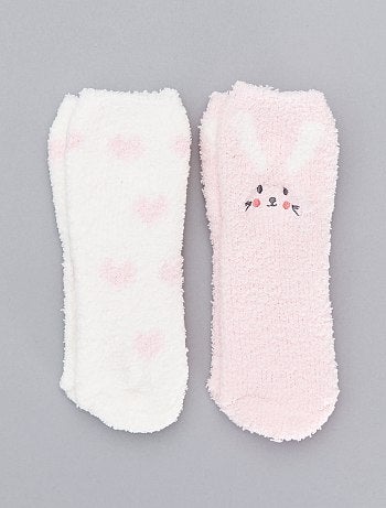 Menina 3-12 anos - Lote de 2 meias tipo pantufa 'Coelho' - Kiabi
