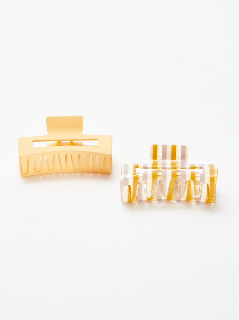 Lote de 2 molas para o cabelo forma retangular AMARELO - Kiabi