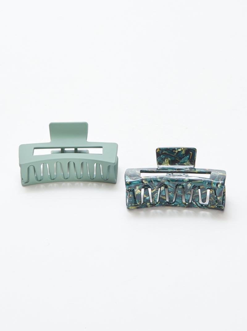 Lote de 2 molas para o cabelo forma retangular VERDE - Kiabi