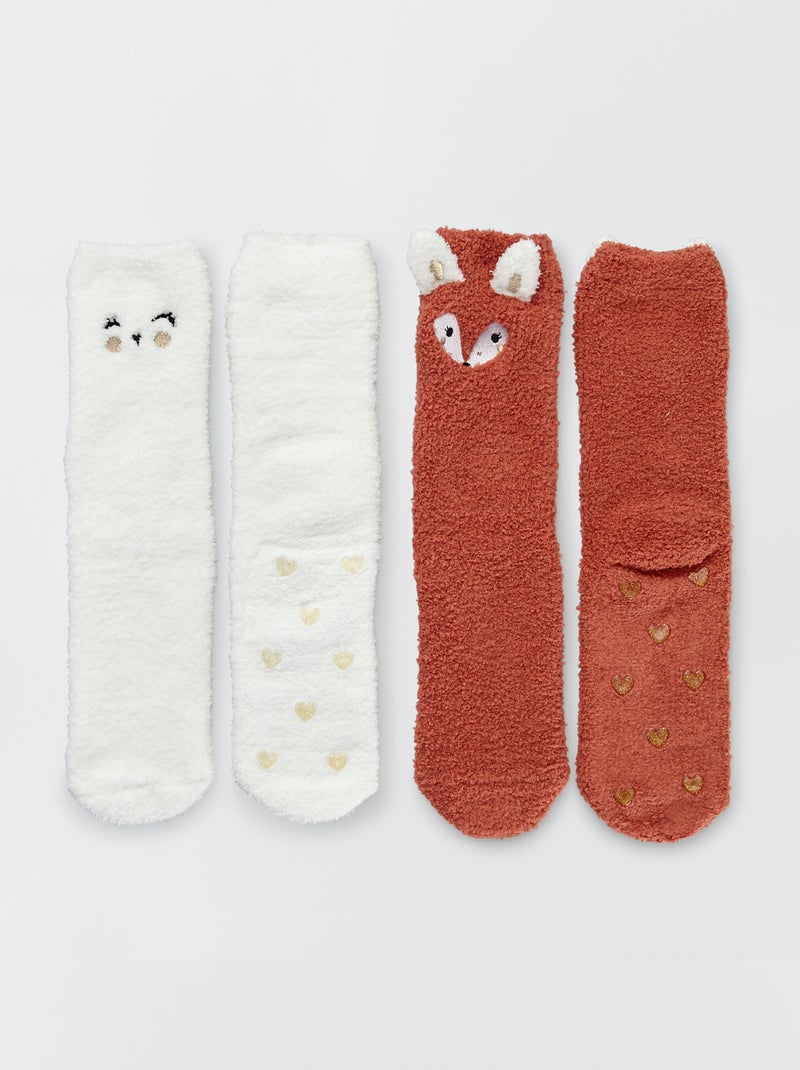 Lote de 2 pantufas tipo meia 'animais' CINZA - Kiabi