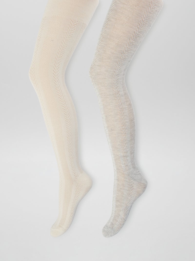 Lote de 2 pares de collants em malha de fantasia CINZA - Kiabi