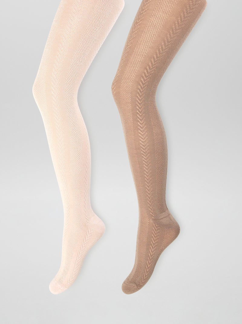 Lote de 2 pares de collants em malha de fantasia ROSA - Kiabi