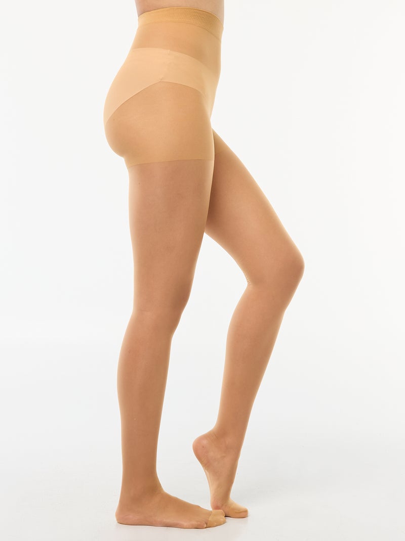 Lote de 2 pares de collants em voile 8D Bege - Kiabi