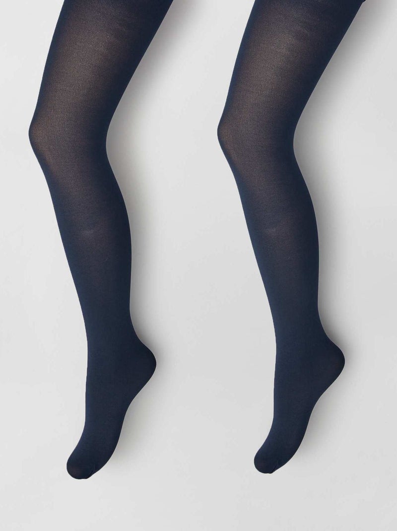 Lote de 2 pares de collants leves opacas Azul Naval - Kiabi