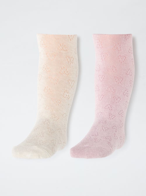 Lote de 2 pares de collants quentes com padrão de malha - Kiabi