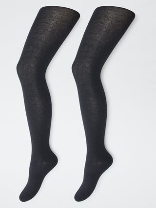 Lote de 2 pares de collants quentes lisas