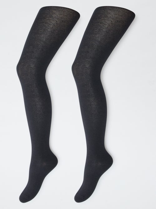 Lote de 2 pares de collants quentes lisas - Kiabi