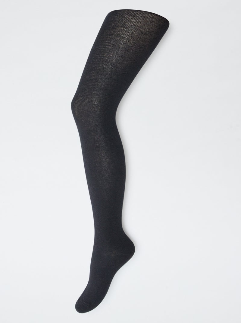 Lote de 2 pares de collants quentes lisas Preto - Kiabi