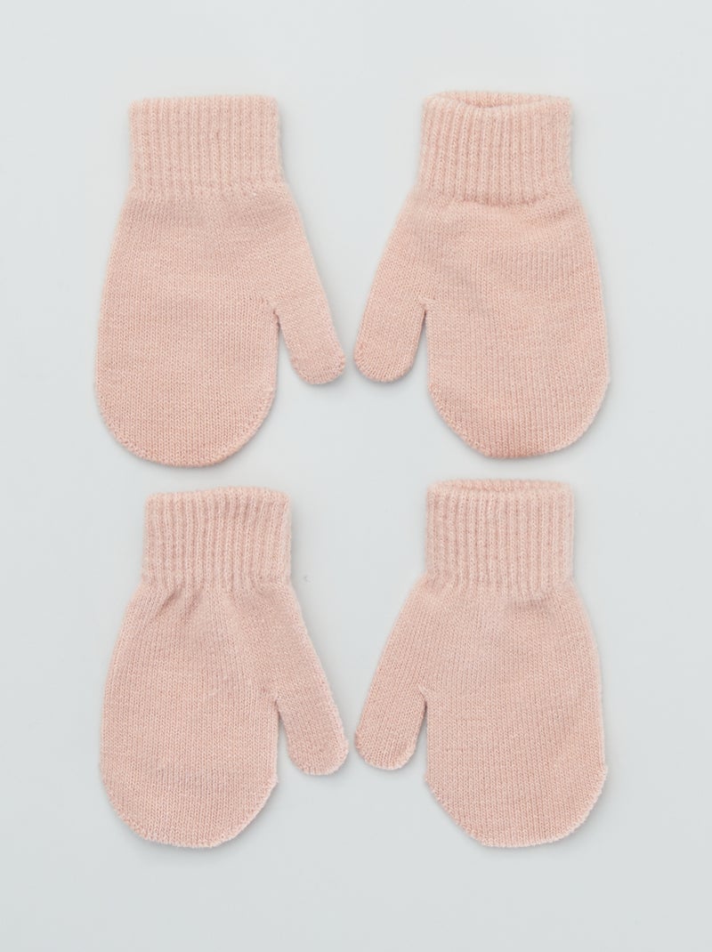 Lote de 2 pares de luvas lisas ROSA - Kiabi