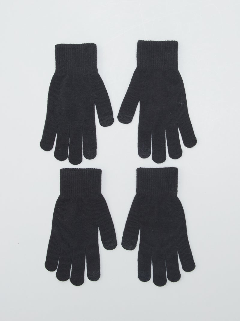 Lote de 2 pares de luvas tácteis PRETO - Kiabi