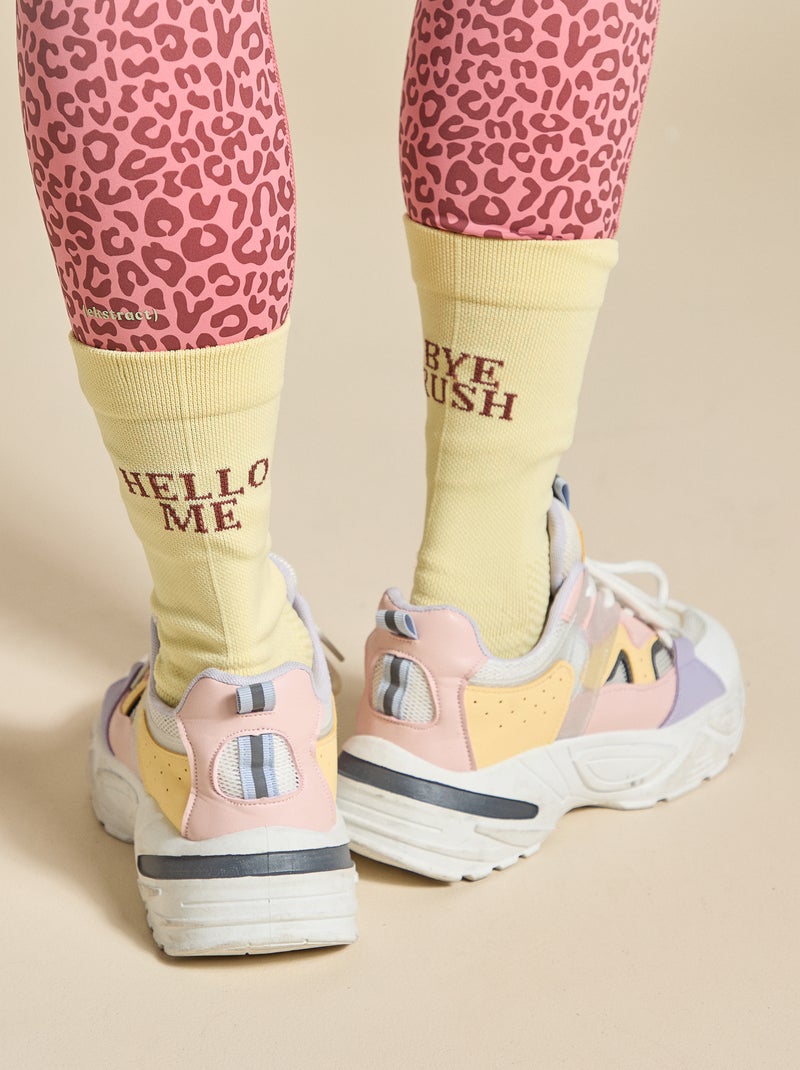Lote de 2 pares de meias altas compressivas lisas (ekstract) Amarelo - Kiabi