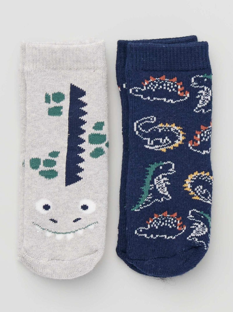 Lote de 2 pares de meias antiderrapantes cinza/marinho - Kiabi
