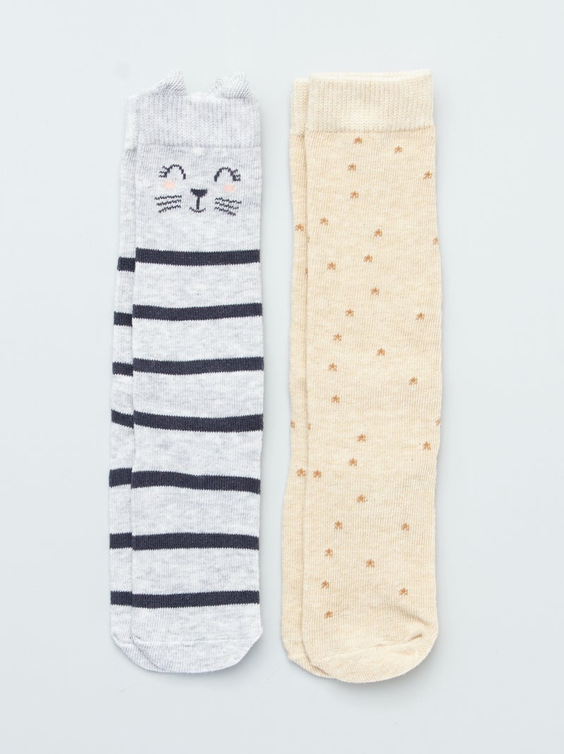 Lote de 2 pares de meias antiderrapantes Gato - Kiabi
