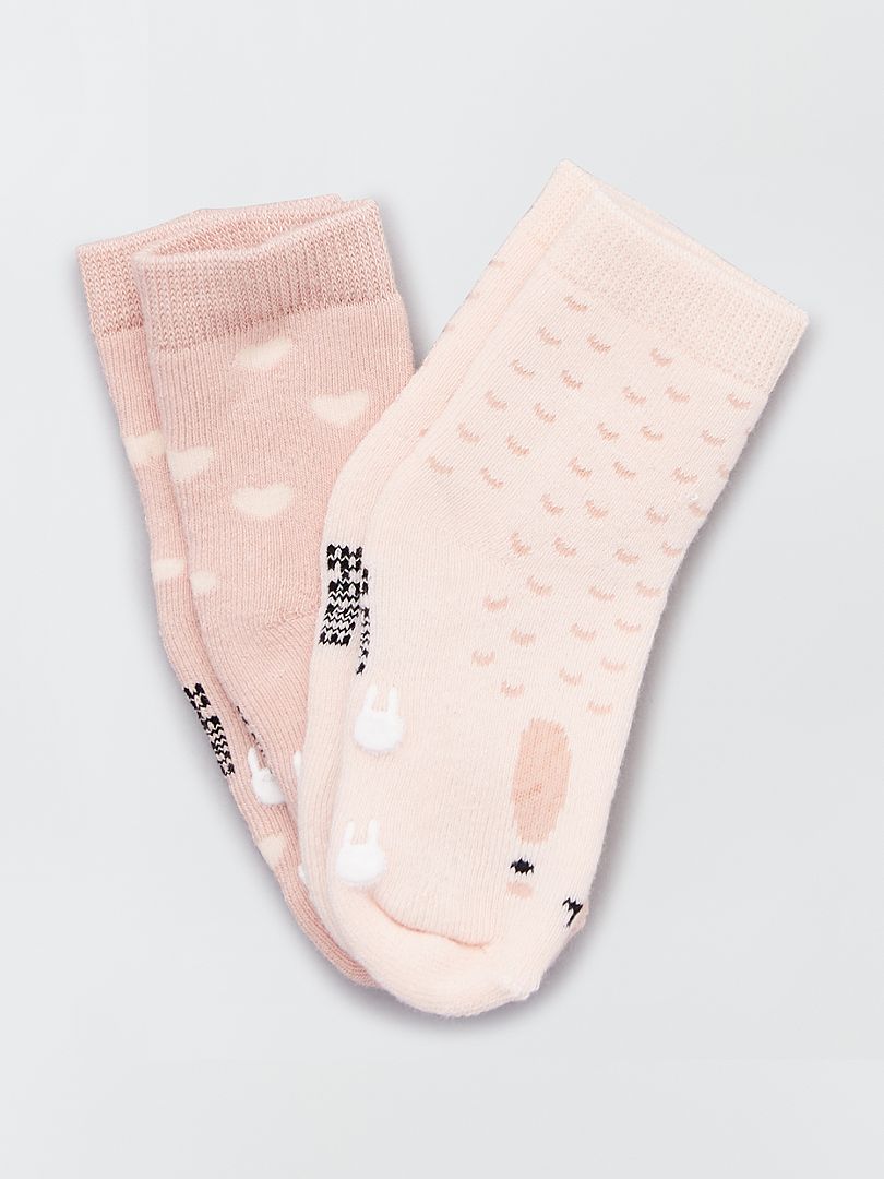 Lote de 2 pares de meias antiderrapantes rosa - Kiabi