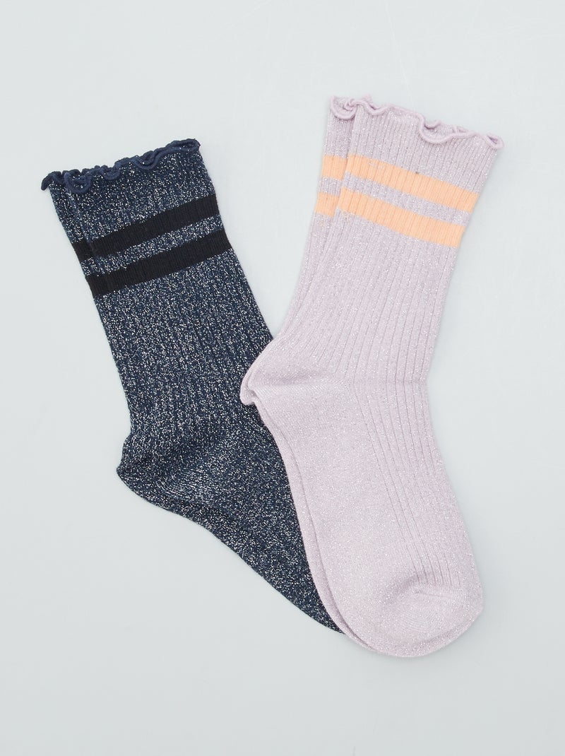 Lote de 2 pares de meias brilhantes VIOLETA - Kiabi