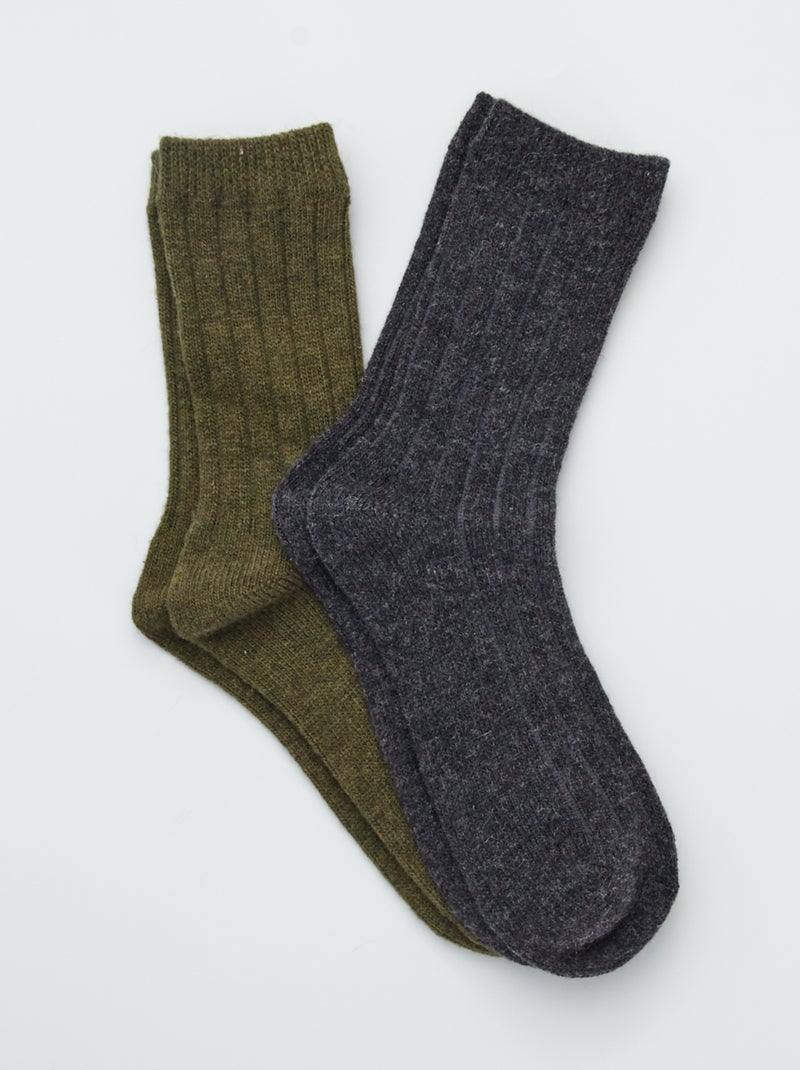 Lote de 2 pares de meias CAQUI - Kiabi